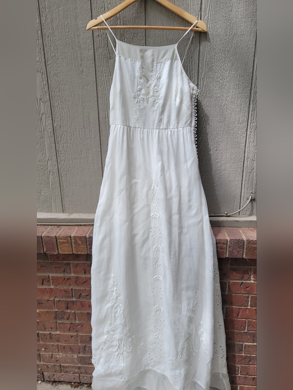 J. Crew White Linen And Silk Wedding Dress Lined Embroidery And Eyelet